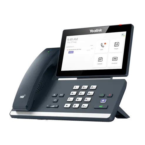 •	Android 13.0
•	7-inch (1024 x 600) Capacitive Adjustable Touch Screen
•	Optimal HD audio, Yealink Noise Proof Technology
•	Dedicated Microsoft Teams Button
•	Built-in Bluetooth 5.2 and Dual Band 2.4G/5G Wi-Fi
•	Supports Yealink Bluetooth Wireless Handset BTH58
•	Supports up to 3 Expansion Module EXP50
•	2 x USB Type-A ports
•	Supports device mode for Type-C port* (coming soon)
•	Dual-port Gigabit Ethernet, supports PoE
•	Supports Microsoft and Yealink device management platforms
•	Hybrid mode